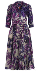 Aster Dress Shirt Collar 3/4 Sleeve Midi Length Wool (Vintage Palm Beige) - Beige Lilac