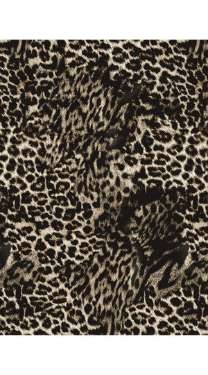Audrey Dress #4 Shirt Collar 3/4 Sleeve Long Length Cotton Musola (Viper Leopard Big)
