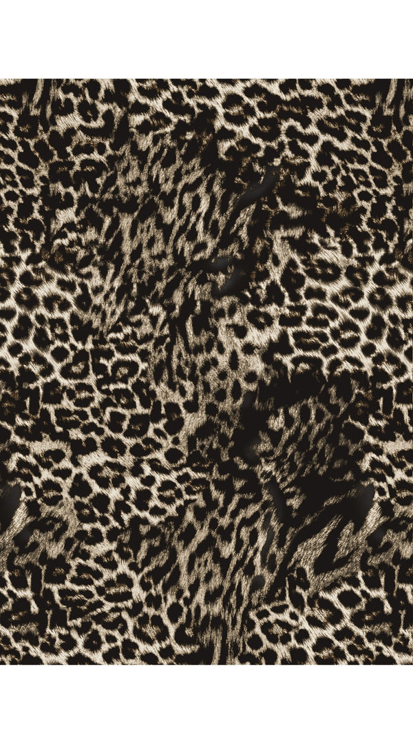 Audrey Dress #4 Shirt Collar 3/4 Sleeve Long Length Cotton Musola (Viper Leopard Big)