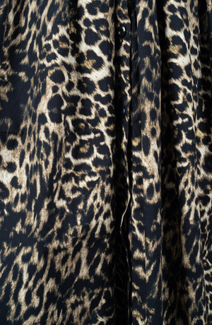 Audrey Dress #1 Shirt Collar 3/4 Sleeve Long Length Cotton Stretch (Viper Leopard Dark)