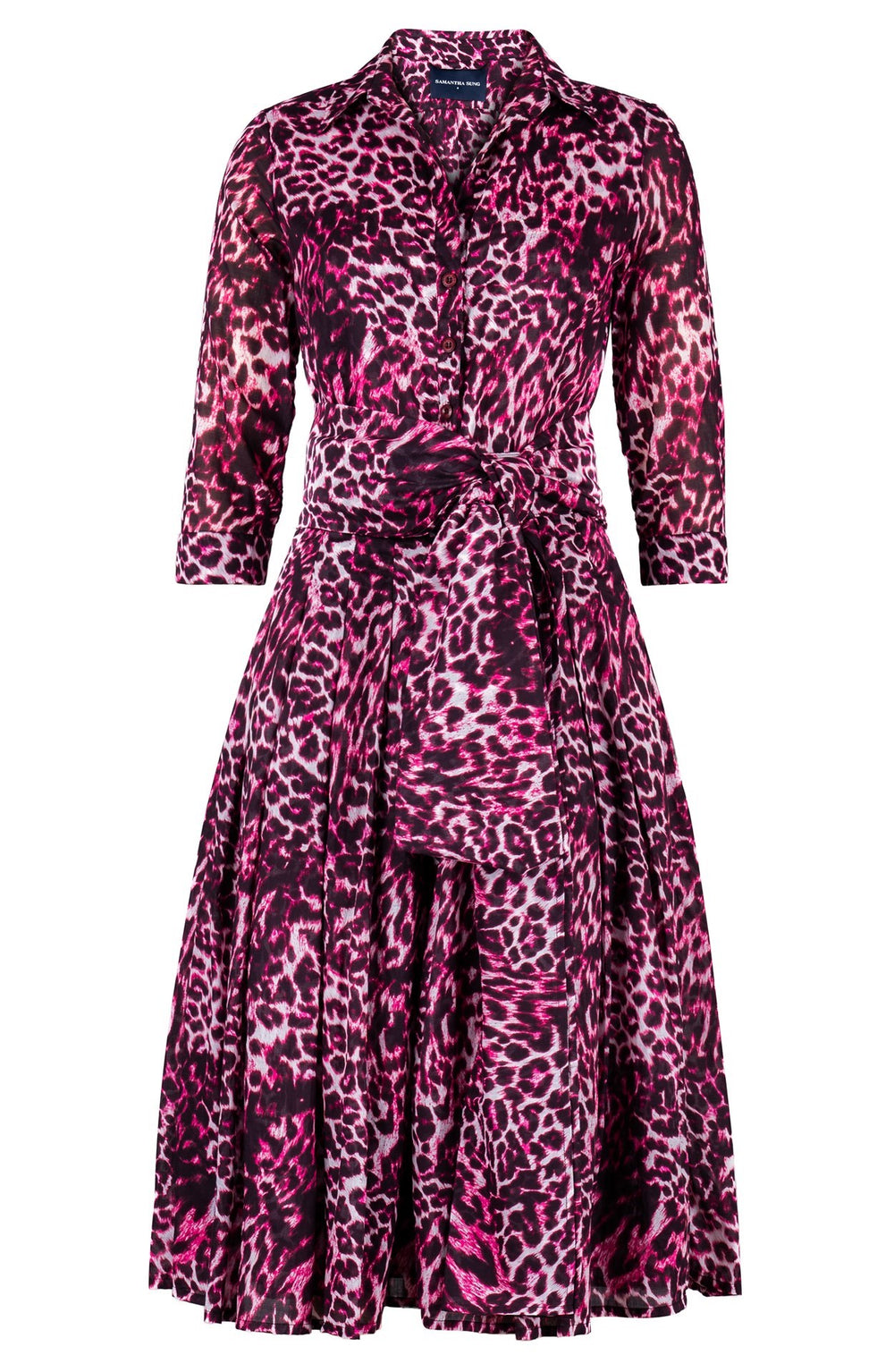 Audrey Dress #4 Shirt Collar 3/4 Sleeve Long Length Musola (Viper Leopard)
