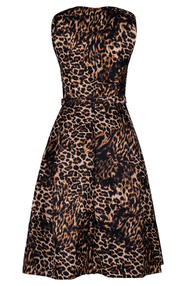 Lana Dress Crew Neck Sleeveless Long Length Poliamide Taffta (Viper Leopard Big)