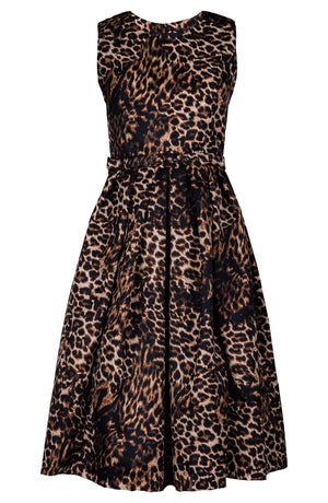 Lana Dress Crew Neck Sleeveless Long Length Poliamide Taffta (Viper Leopard Big)