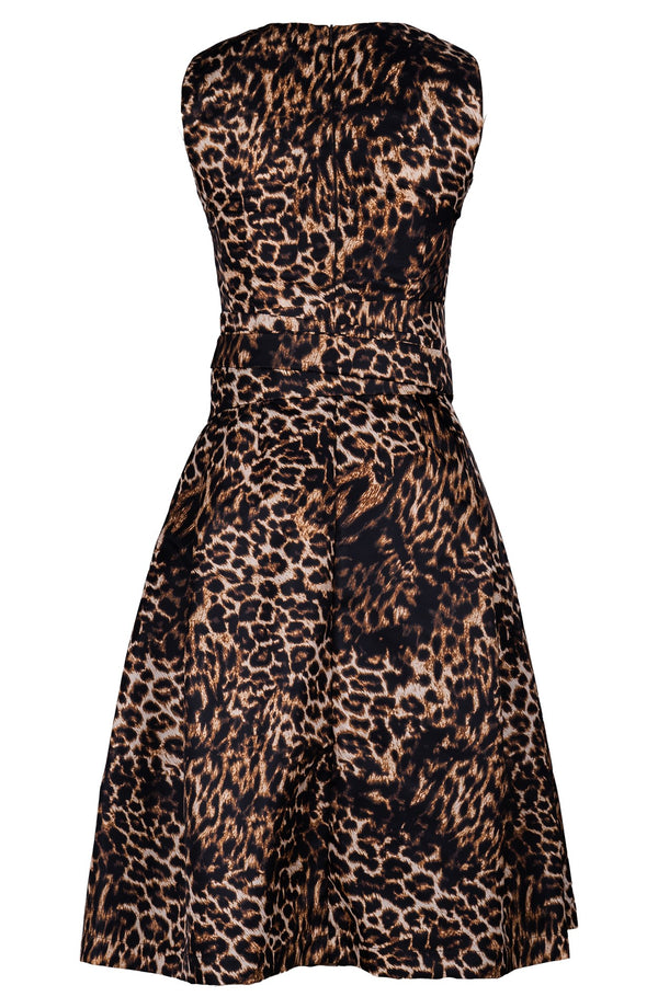 Lana Dress Crew Neck Sleeveless Long Length Poliamide Taffta (Viper Leopard Big)