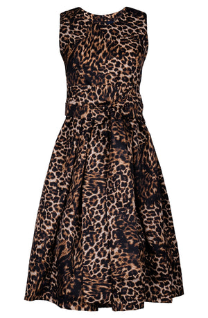 Lana Dress Crew Neck Sleeveless Long Length Poliamide Taffta (Viper Leopard Big)