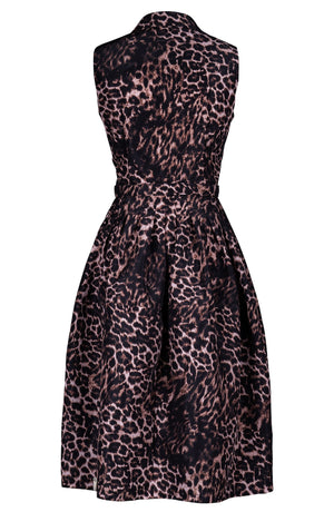 Claire Dress Shirt Collar Sleeveless Long Length Poliamide Taffta (Viper Leopard Dark)