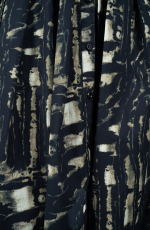 Audrey Dress #1 Shirt Collar 3/4 Sleeve Long Length Cotton Stretch (Viper Zebra)