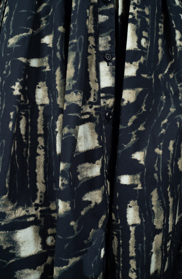 Audrey Dress #1 Shirt Collar 3/4 Sleeve Long Length Cotton Stretch (Viper Zebra)