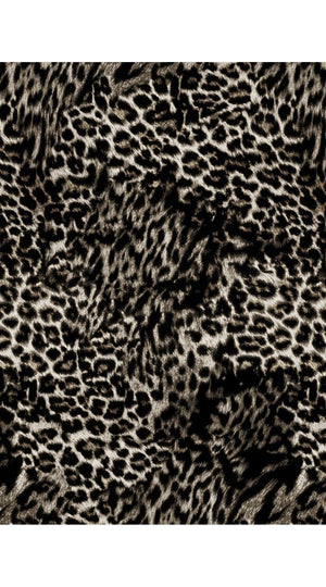 Terry Dress Shirt Collar 3/4 Sleeve Midi Plus Length Poliamide Taffta (Viper Leopard Dark)