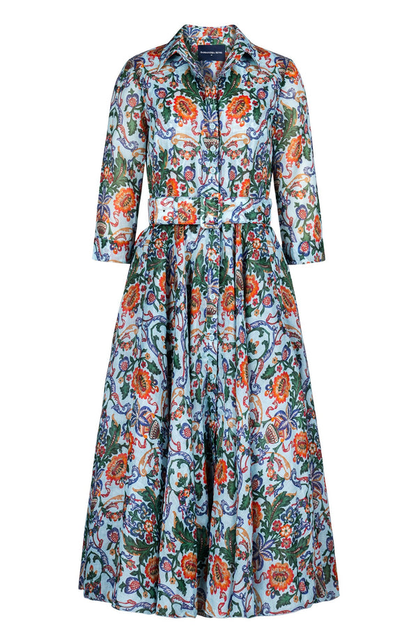 Aster Dress Shirt Collar 3/4 Sleeve Midi Length Ramie (Vittoriale)