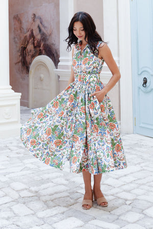 Terry Dress Shirt Collar Sleeveless Midi Length Poliamide Taffta (Vittoriale)