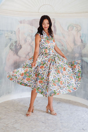 Terry Dress Shirt Collar Sleeveless Midi Length Poliamide Taffta (Vittoriale)