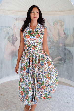 Terry Dress Shirt Collar Sleeveless Midi Length Poliamide Taffta (Vittoriale)