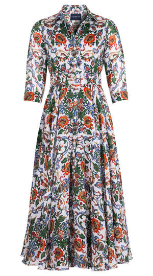 Aster Dress Shirt Collar 3/4 Sleeve Midi Plus Length Ramie (Vittoriale)