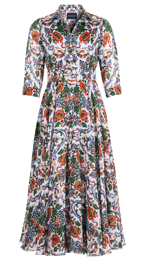 Aster Dress Shirt Collar 3/4 Sleeve Midi Plus Length Ramie (Vittoriale)