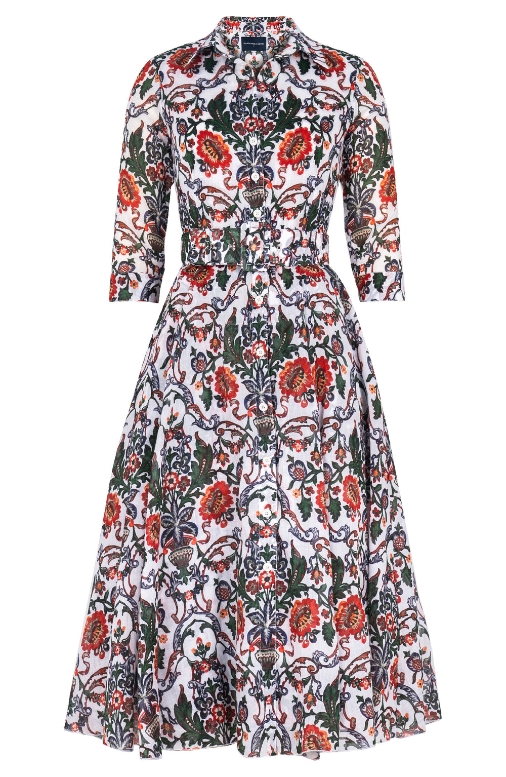 Aster Dress Shirt Collar 3/4 Sleeve Midi Length Ramie (Vittoriale)