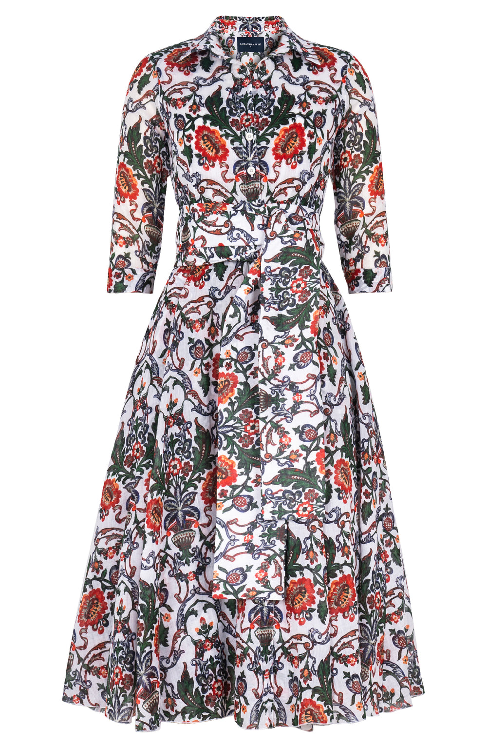 Aster Dress Shirt Collar 3/4 Sleeve Midi Length Ramie (Vittoriale)