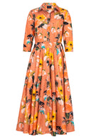 Aster Dress Shirt Collar 3/4 Sleeve Midi Plus Length Poliamide Taffta (Viner Rose Dark)
