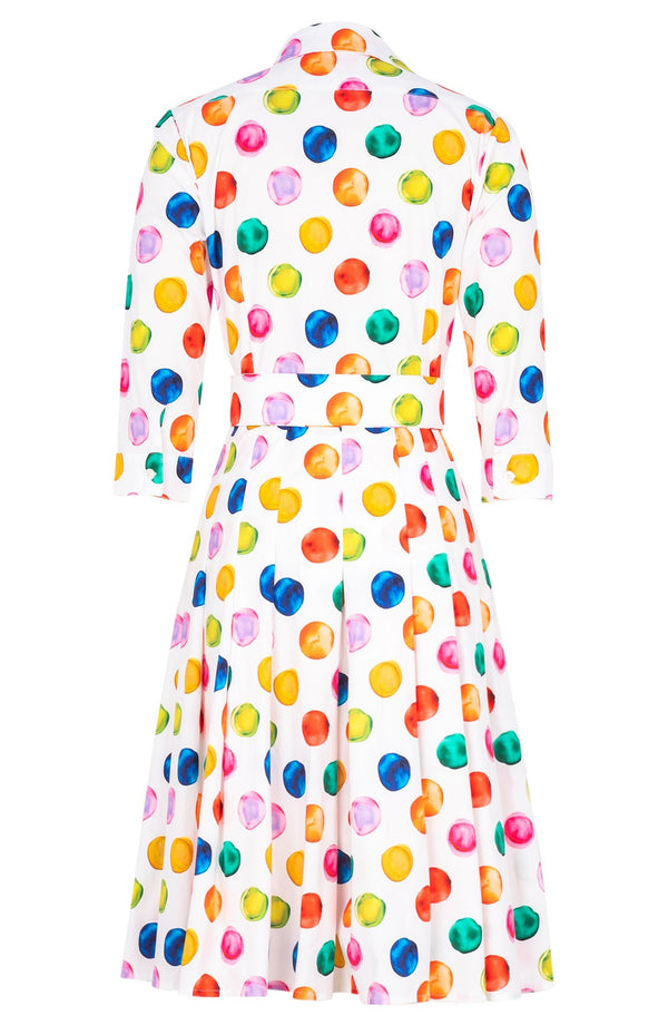 Zeller Dress Shirt Collar 3/4 Sleeve Regular Length Cotton Stretch (Watercolor Dots)