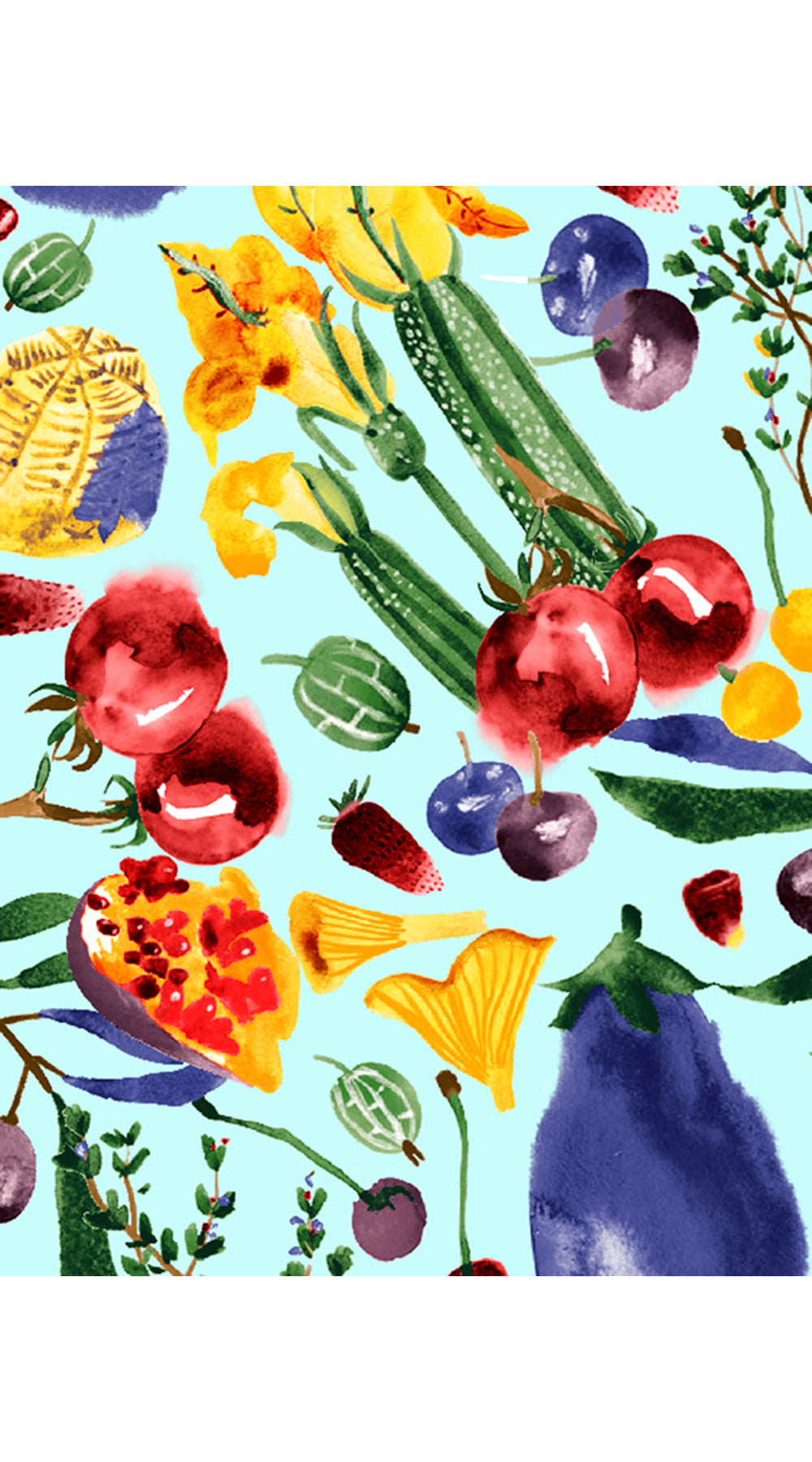 Rose Dress Crew Neck Short Sleeve Cotton Stretch (Watercolor Fruits)