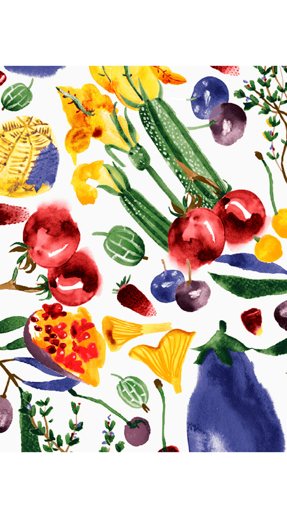 Amanda Dress Boat Neck 1/2 Sleeve Midi Length Cotton Musola (Watercolor Fruits)