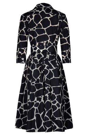 Laurent Dress Shirt Collar 3/4 Sleeve Long Length Poliamide Taffta (Watercolor Giraffe)