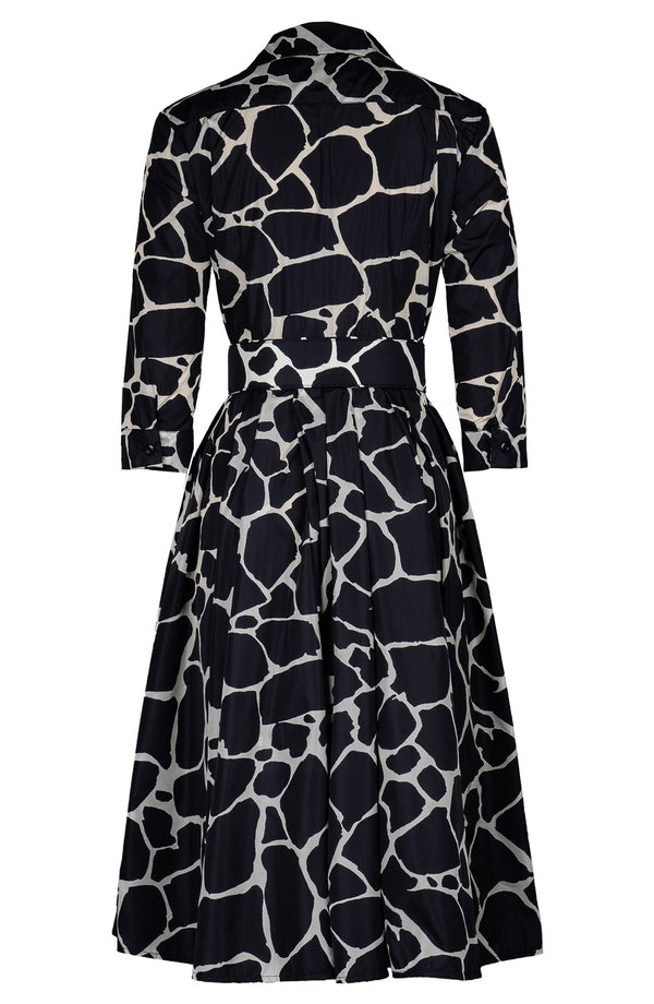 Laurent Dress Shirt Collar 3/4 Sleeve Long Length Poliamide Taffta (Watercolor Giraffe)