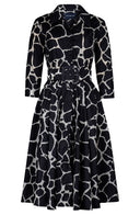 Laurent Dress Shirt Collar 3/4 Sleeve Long Length Poliamide Taffta (Watercolor Giraffe)
