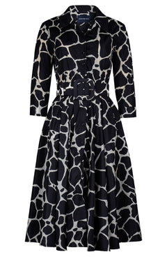 Laurent Dress Shirt Collar 3/4 Sleeve Long Length Poliamide Taffta (Watercolor Giraffe)