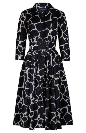 Laurent Dress Shirt Collar 3/4 Sleeve Long Length Poliamide Taffta (Watercolor Giraffe)