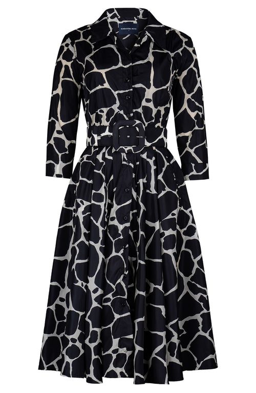 Laurent Dress Shirt Collar 3/4 Sleeve Long Length Poliamide Taffta (Watercolor Giraffe)