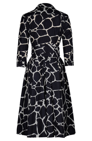 Laurent Dress Shirt Collar 3/4 Sleeve Long Length Poliamide Taffta (Watercolor Giraffe)