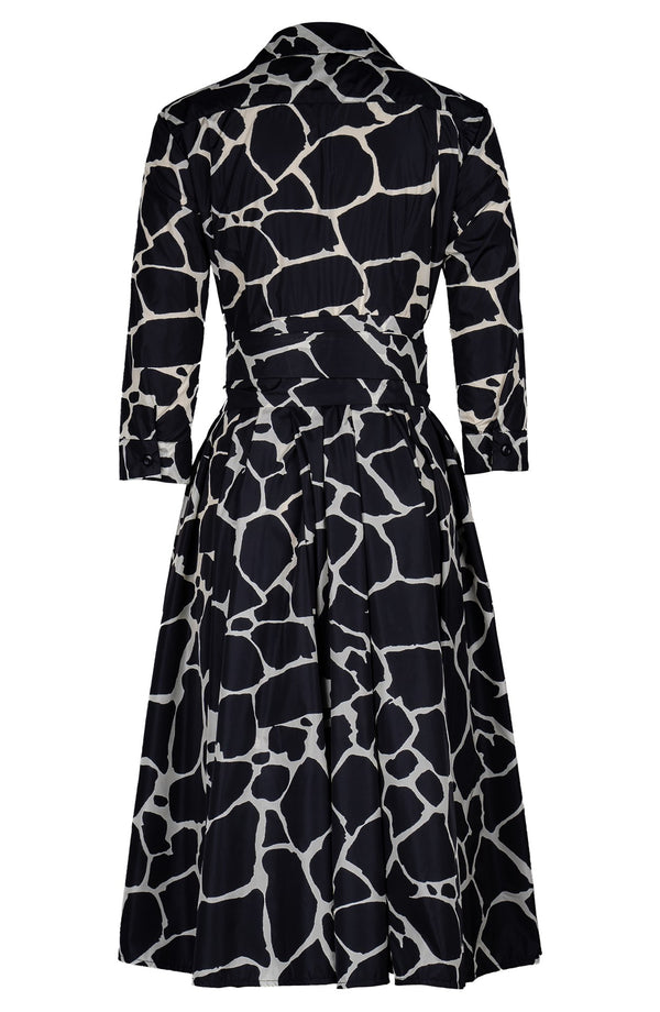 Laurent Dress Shirt Collar 3/4 Sleeve Long Length Poliamide Taffta (Watercolor Giraffe)