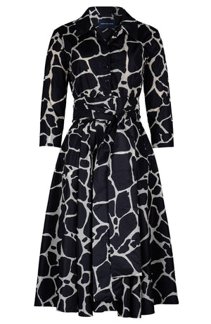 Laurent Dress Shirt Collar 3/4 Sleeve Long Length Poliamide Taffta (Watercolor Giraffe)