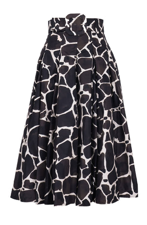Samantha Skirt Midi Length Poliamide Taffta (Watercolor Giraffe)