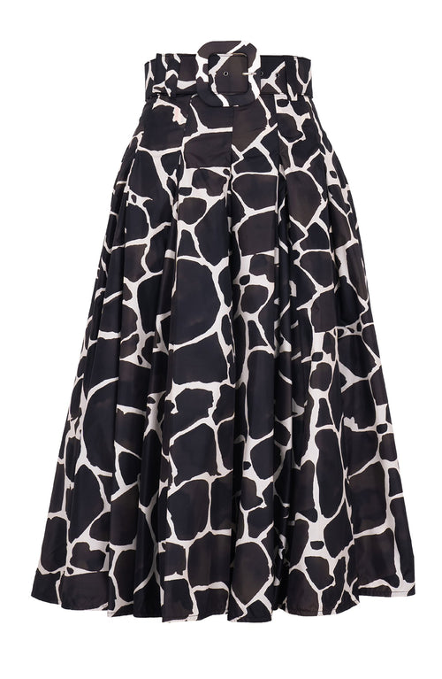 Samantha Skirt Midi Length Poliamide Taffta (Watercolor Giraffe)