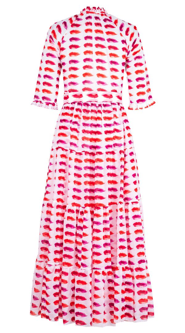 Eva Dress Crew Neck 3/4 Sleeve Maxi Musola (Watercolor Lips) @4