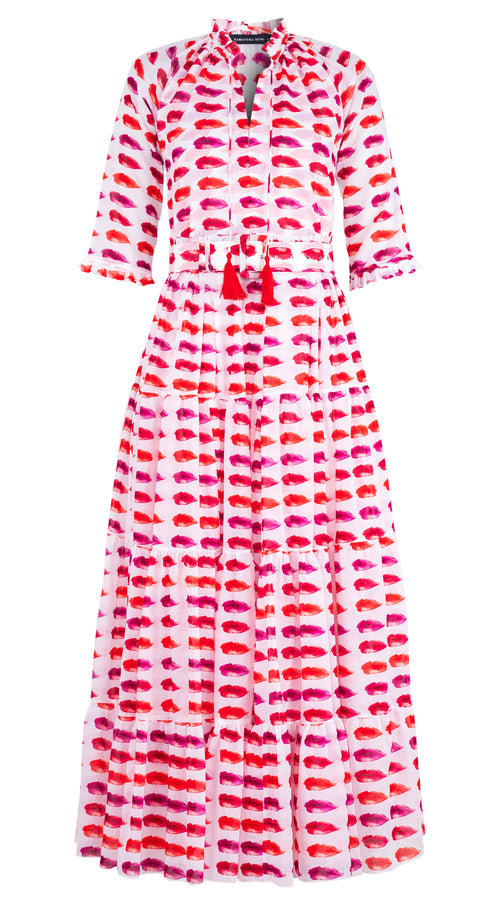 Eva Dress Crew Neck 3/4 Sleeve Maxi Musola (Watercolor Lips) @4