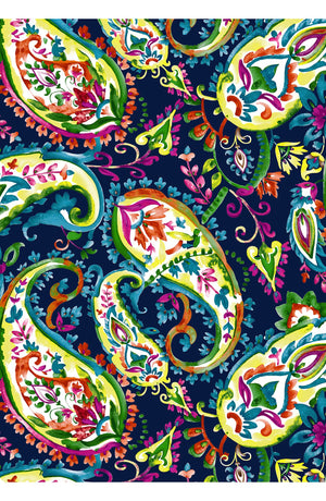 Aster Skirt #1 with Belt Maxi Length Cotton Musola (Watercolor Paisley)