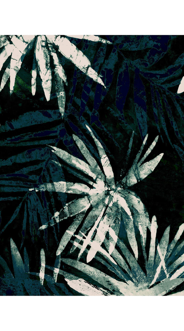 Aster Dress Shirt Collar 3/4 Sleeve Midi Length Poliamide Taffta (Watercolor Palm)