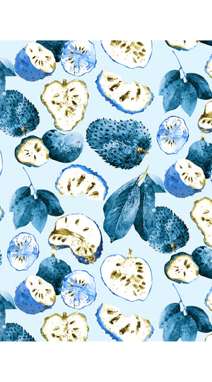 Aster Dress Shirt Collar 3/4 Sleeve Midi Length Cotton Musola (Watercolor Soursop Pastel)