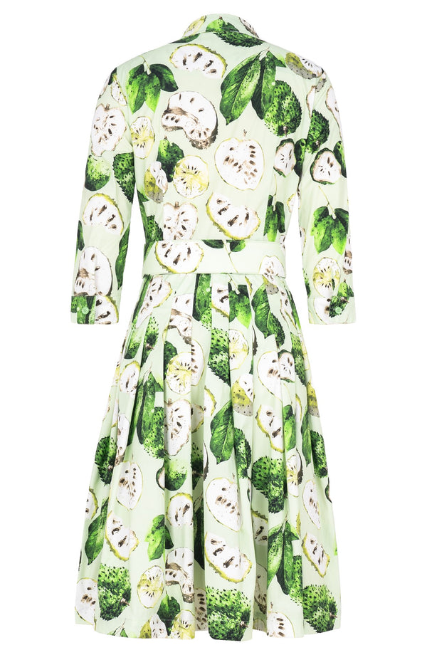 Audrey Dress #2 Shirt Collar 3/4 Sleeve Regular Length Cotton Stretch (Watercolor Soursop Pastel)