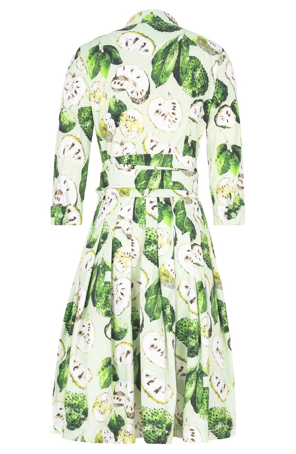 Audrey Dress #2 Shirt Collar 3/4 Sleeve Regular Length Cotton Stretch (Watercolor Soursop Pastel)