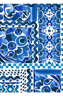 Aster Skirt #1 with Belt Maxi Length Cotton Musola  (Watercolor Tile Mono)