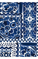 Aster Skirt #1 with Belt Maxi Length Cotton Musola  (Watercolor Tile Mono)