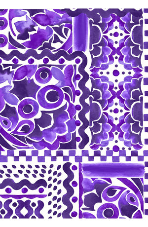 Aster Skirt #1 with Belt Maxi Length Cotton Musola  (Watercolor Tile Mono)