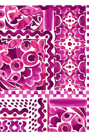 Aster Skirt #1 with Belt Maxi Length Cotton Musola  (Watercolor Tile Mono)