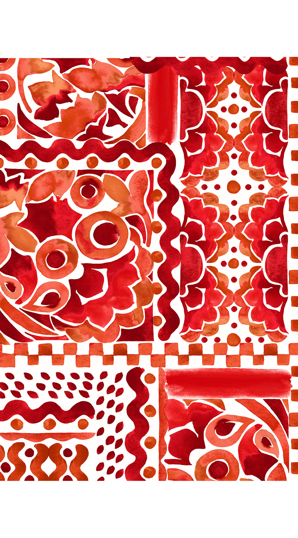 Eden Dress Crew Neck 3/4 Sleeve Maxi Length Cotton Musola (Watercolor Tile Mono)