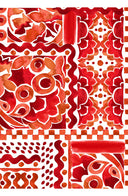 Aster Skirt #1 with Belt Maxi Length Cotton Musola  (Watercolor Tile Mono)