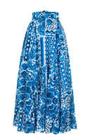 Aster Skirt #1 with Belt Maxi Length Cotton Musola  (Watercolor Tile Mono)